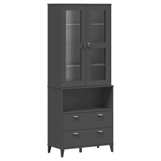 Kredens VIKEN, antracytowy, 80x40x200 cm, lite drewno sosnowe