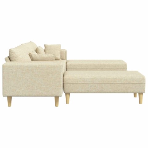 Sofa z poduszką 3 pcs Kremowy tkanina