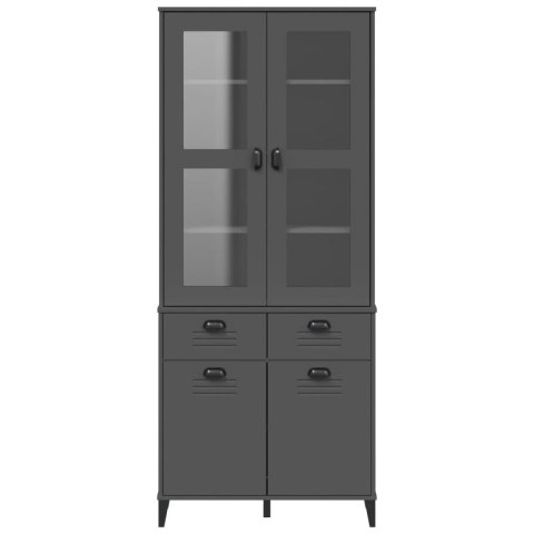 Kredens VIKEN, antracytowy, 80x40x190 cm, lite drewno sosnowe