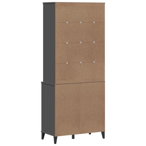 Kredens VIKEN, antracytowy, 80x40x190 cm, lite drewno sosnowe