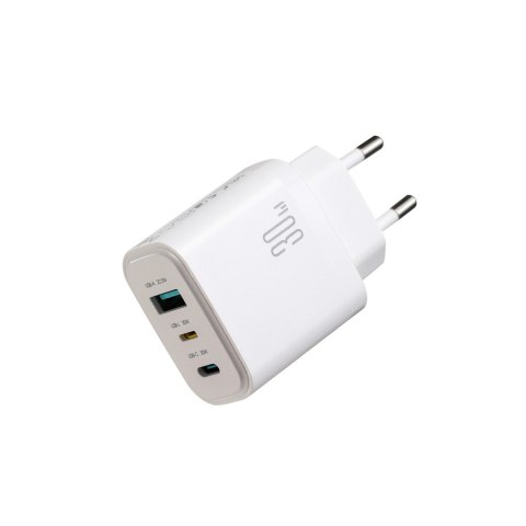 Ładowarka sieciowa USB-A USB-C USB-L JR-TG6 GaN 30W - biała