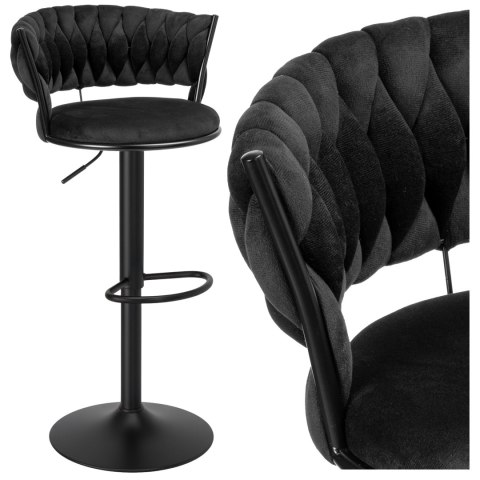 Krzesło barowe TRESSO BLACK welurowe czarne VELVET