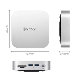 Stacja dokująca 9w1 USB-A USB-C RJ45 SD TF mini jack - srebrna