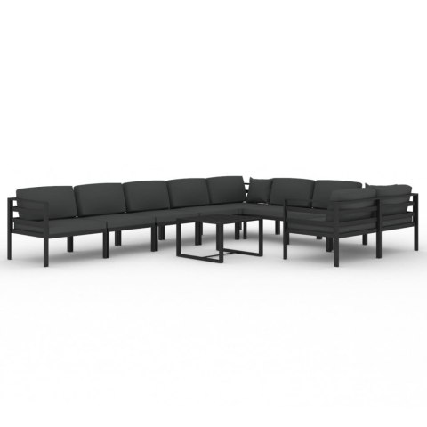 10-cz. zestaw mebli ogrodowych, poduszki, aluminium, antracyt