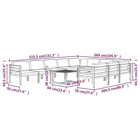 11-cz. zestaw mebli ogrodowych, poduszki, aluminium, antracyt