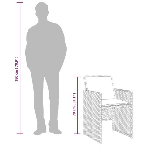 11-cz. zestaw mebli do ogrodu, z poduszkami, szary rattan PE