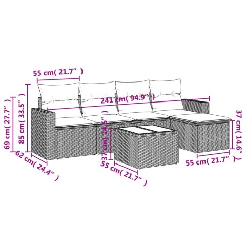 6-cz. zestaw mebli ogrodowych, z poduszkami, jasnoszary
