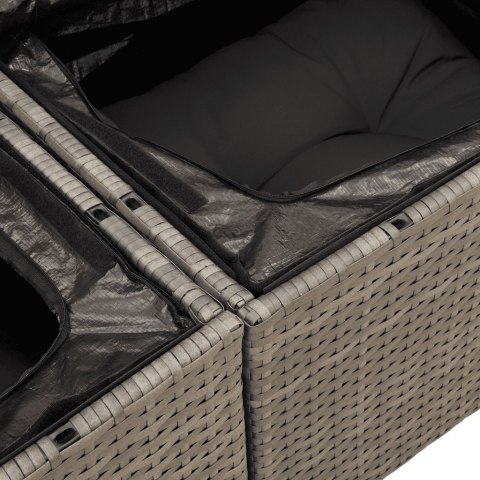 3-częściowa sofa do ogrodu, z poduszkami, szara, polirattanowa