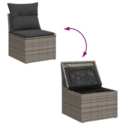 3-częściowa sofa do ogrodu, z poduszkami, szara, polirattanowa