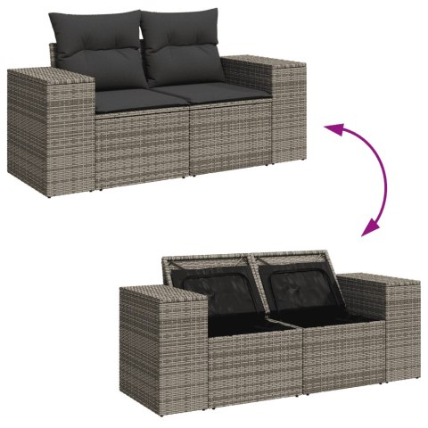 3-częściowa sofa do ogrodu, z poduszkami, szara, polirattanowa