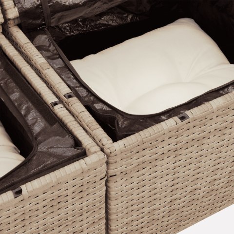 7-cz. zestaw wypoczynkowy do ogrodu, z poduszkami, beżowy