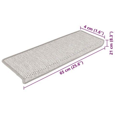 Samoprzylepne nakładki na schody 15 szt., 65x21x4 cm, platynowe