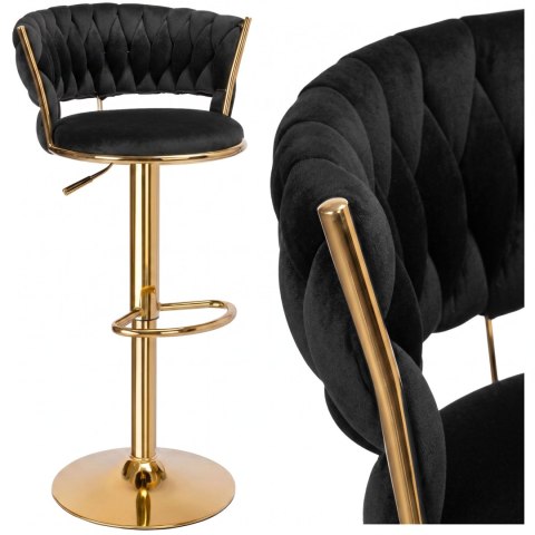Krzesło barowe TRESSO GOLD welurowe czarne VELVET
