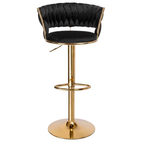 Krzesło barowe TRESSO GOLD welurowe czarne VELVET