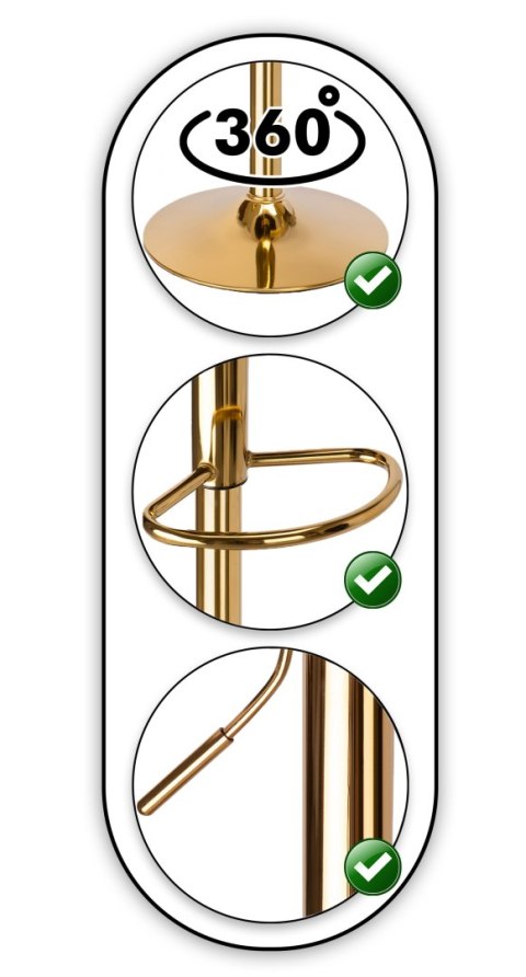 Krzesło barowe TRESSO GOLD welurowe czarne VELVET
