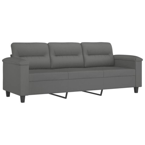 3-osobowa sofa z poduszkami, ciemnoszara, 180 cm, mikrofibra