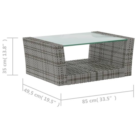8-cz. zestaw wypoczynkowy do ogrodu, poduszki, rattan PE, szary