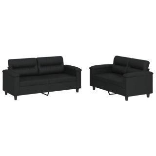 2-osobowa sofa z poduszkami, czarna, sztuczna skóra