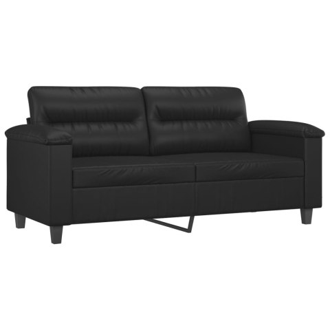 2-osobowa sofa z poduszkami, czarna, sztuczna skóra
