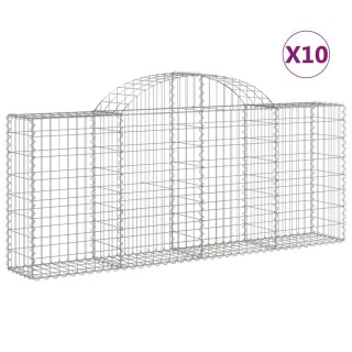 Kosze gabionowe, 10 szt, 200x30x80/100 cm, galwanizowane żelazo
