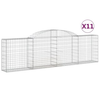 Kosze gabionowe, 11 szt, 300x30x80/100 cm, galwanizowane żelazo