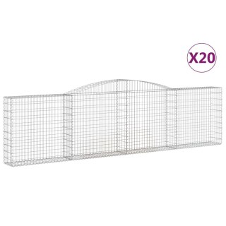 Kosze gabionowe, 20 szt, 400x30x100/120cm, galwanizowane żelazo