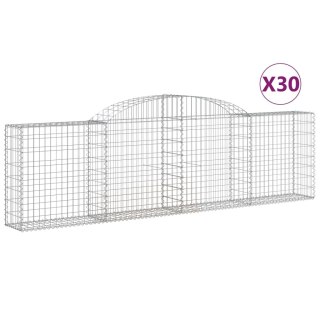 Kosze gabionowe, 30 szt, 300x30x80/100 cm, galwanizowane żelazo