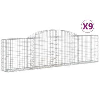 Kosze gabionowe, 9 szt, 300x30x80/100 cm, galwanizowane żelazo