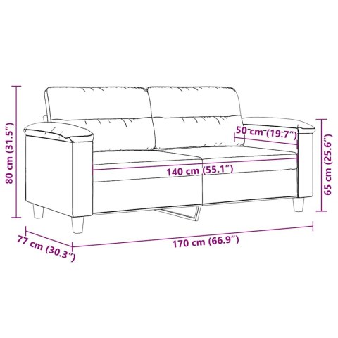 Sofa 2-osobowa, jasnoszary, 140 cm, tapicerowana mikrofibrą