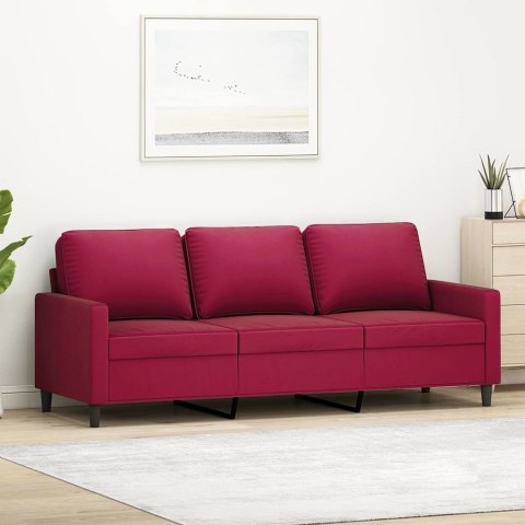 Sofa 3-osobowa, winna czerwień, 180 cm, obita aksamitem