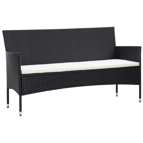 5-częściowy zestaw mebli do ogrodu, poduszki, rattan PE, czarny