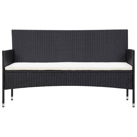 5-częściowy zestaw mebli do ogrodu, poduszki, rattan PE, czarny