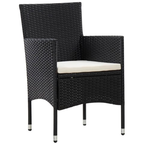 5-częściowy zestaw mebli do ogrodu, poduszki, rattan PE, czarny