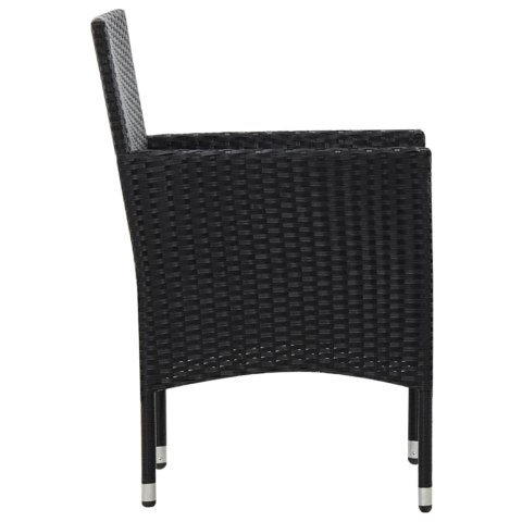 5-częściowy zestaw mebli do ogrodu, poduszki, rattan PE, czarny