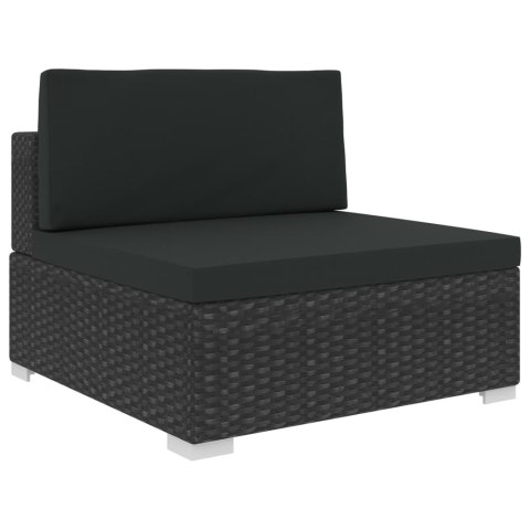6-cz. zestaw mebli do ogrodu, z poduszkami, polirattan, czarny
