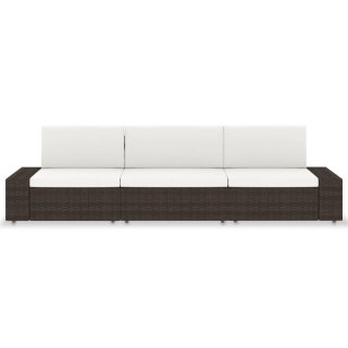 Sofa modułowa 3-osobowa, rattan PE, brązowa