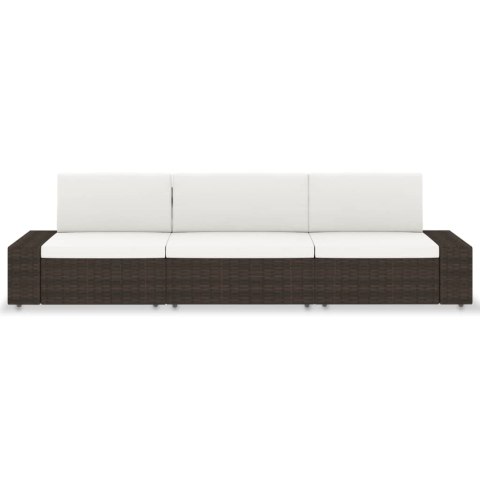 Sofa modułowa 3-osobowa, rattan PE, brązowa