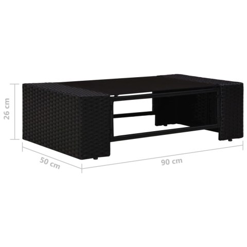 5-cz. zestaw wypoczynkowy do ogrodu, rattan PE, czarny