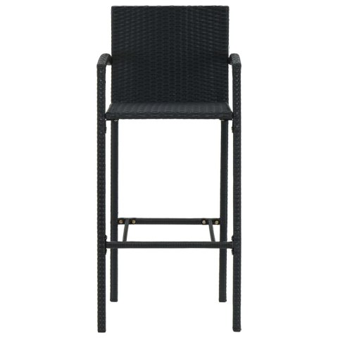 Stołki barowe, 4 szt., czarne, polirattan