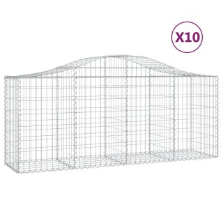 Kosze gabionowe, 10 szt, 200x50x80/100 cm, galwanizowane żelazo