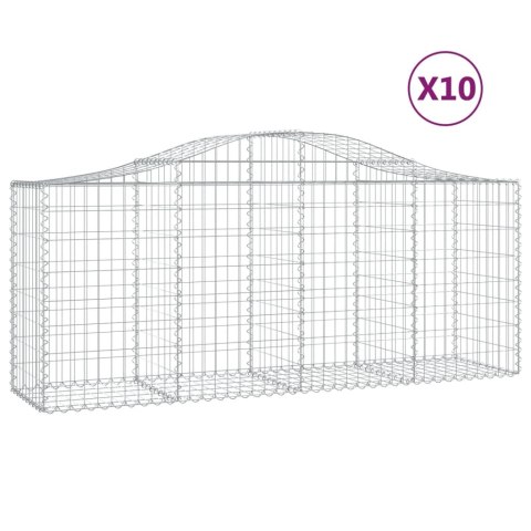 Kosze gabionowe, 10 szt, 200x50x80/100 cm, galwanizowane żelazo
