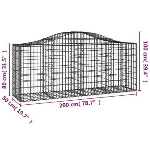 Kosze gabionowe, 10 szt, 200x50x80/100 cm, galwanizowane żelazo