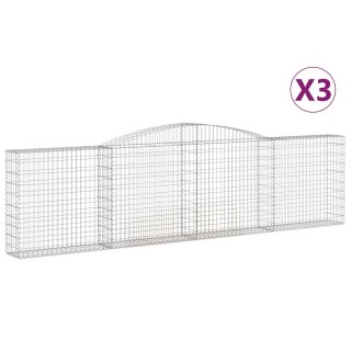 Kosze gabionowe, 3 szt, 400x30x100/120 cm, galwanizowane żelazo