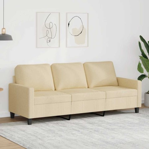 3-osobowa sofa, kremowa, 180 cm, tapicerowana tkaniną