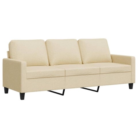3-osobowa sofa, kremowa, 180 cm, tapicerowana tkaniną