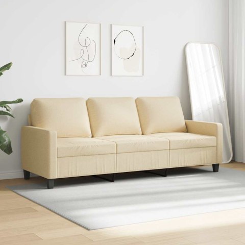 3-osobowa sofa, kremowa, 180 cm, tapicerowana tkaniną