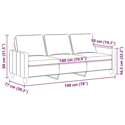 3-osobowa sofa, kremowa, 180 cm, tapicerowana tkaniną