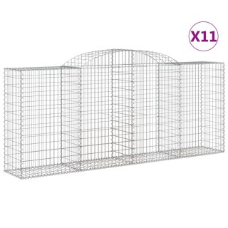 Kosze gabionowe, 11 szt, 300x50x120/140cm, galwanizowane żelazo
