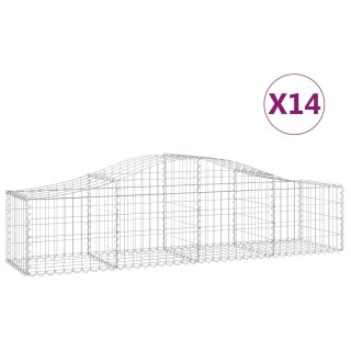 Kosze gabionowe, 14 szt, 200x50x40/60 cm, galwanizowane żelazo