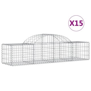 Kosze gabionowe, 15 szt, 200x50x40/60 cm, galwanizowane żelazo